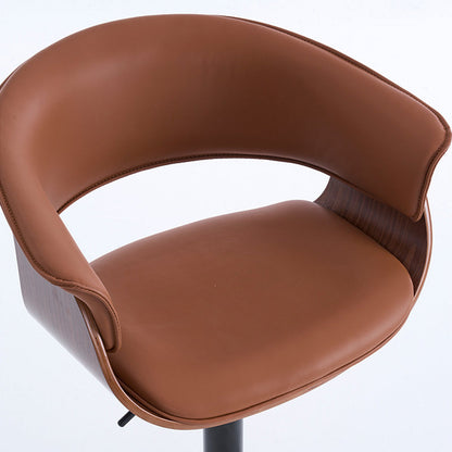 Modern Minimalist Square Rectangular Silicone Leather Solid Wood Iron Swivel Height-adjustable Bar Stool Backrest Armrest For Dining Room & Kitchen