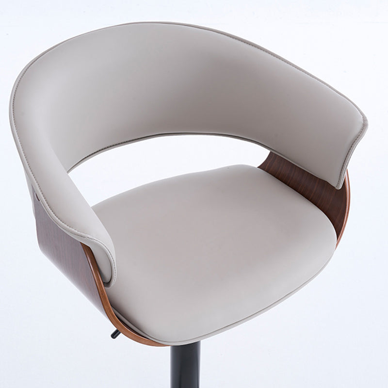 Modern Minimalist Square Rectangular Silicone Leather Solid Wood Iron Swivel Height-adjustable Bar Stool Backrest Armrest For Dining Room & Kitchen