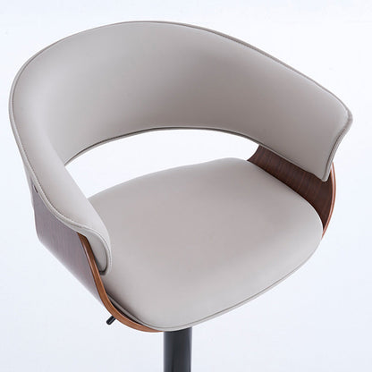 Modern Minimalist Square Rectangular Silicone Leather Solid Wood Iron Swivel Height-adjustable Bar Stool Backrest Armrest For Dining Room & Kitchen