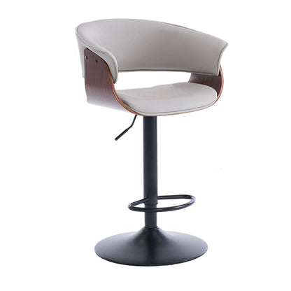 Modern Minimalist Square Rectangular Silicone Leather Solid Wood Iron Swivel Height-adjustable Bar Stool Backrest Armrest For Dining Room & Kitchen