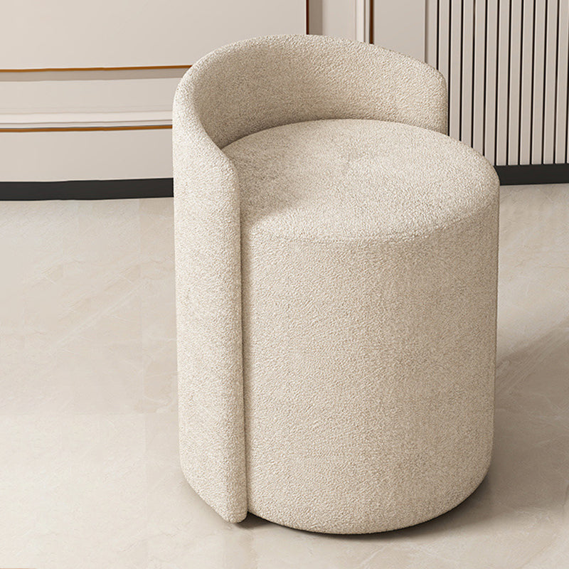 Modern Minimalist Round Faux Nappa Leather Lamb Fleece Poplar Wood Pine Wood Vanity Stool Backrest Armless For Bedroom