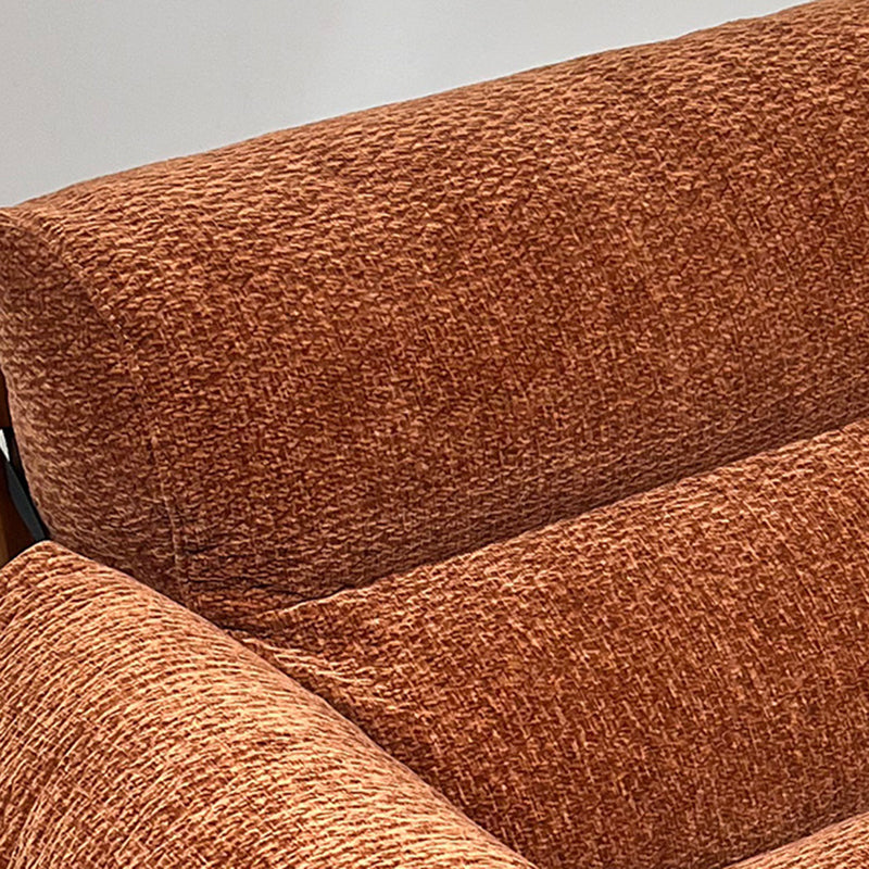 Contemporary Retro Square Rectangular Ash Wood Chenille Removable Accent Chair Backrest Armrest For Living Room