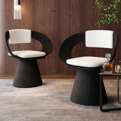 Contemporary Nordic Square Rectangular Velvet Pine Wood Swivel Dining Chair Backrest Armless For Dining Room & Kitchen