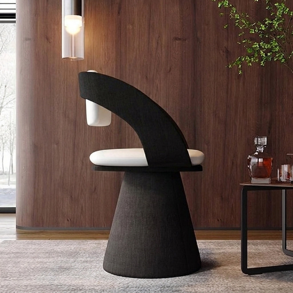 Contemporary Nordic Square Rectangular Velvet Pine Wood Swivel Dining Chair Backrest Armless For Dining Room & Kitchen