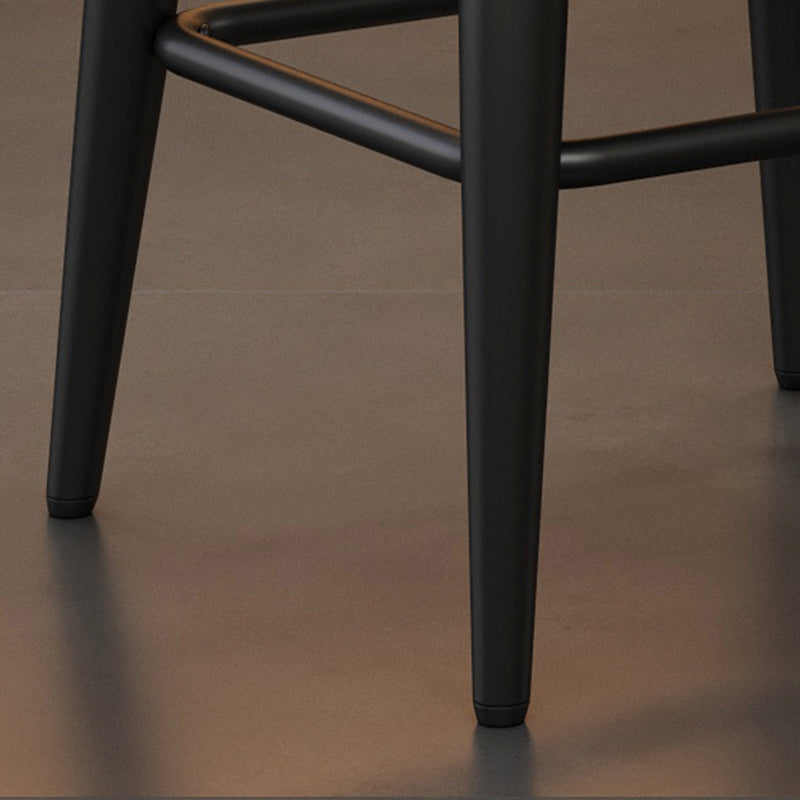 Contemporary Retro Square Oil Wax Leather Carbon Steel 360°Swivel Bar Stool Backrest Armless For Dining Room & Kitchen