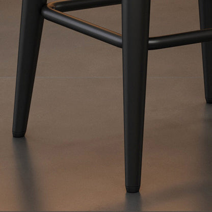 Contemporary Retro Square Oil Wax Leather Carbon Steel 360°Swivel Bar Stool Backrest Armless For Dining Room & Kitchen