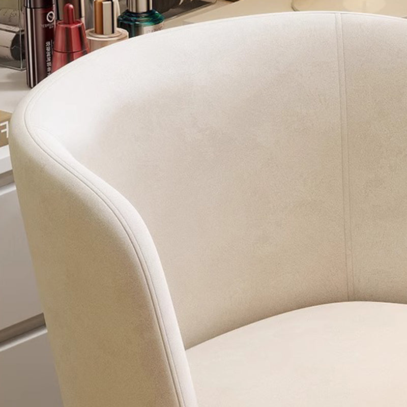 Contemporary Nordic Round Chenille Solid Wood 360°Swivel Vanity Stool Backrest Armless For Bedroom