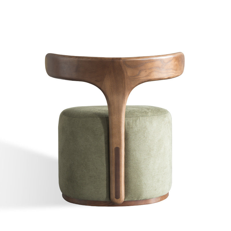Contemporary Nordic Semi-circle Cotton-linen Ash Wood Accent Chair Backrest Armless For Living Room