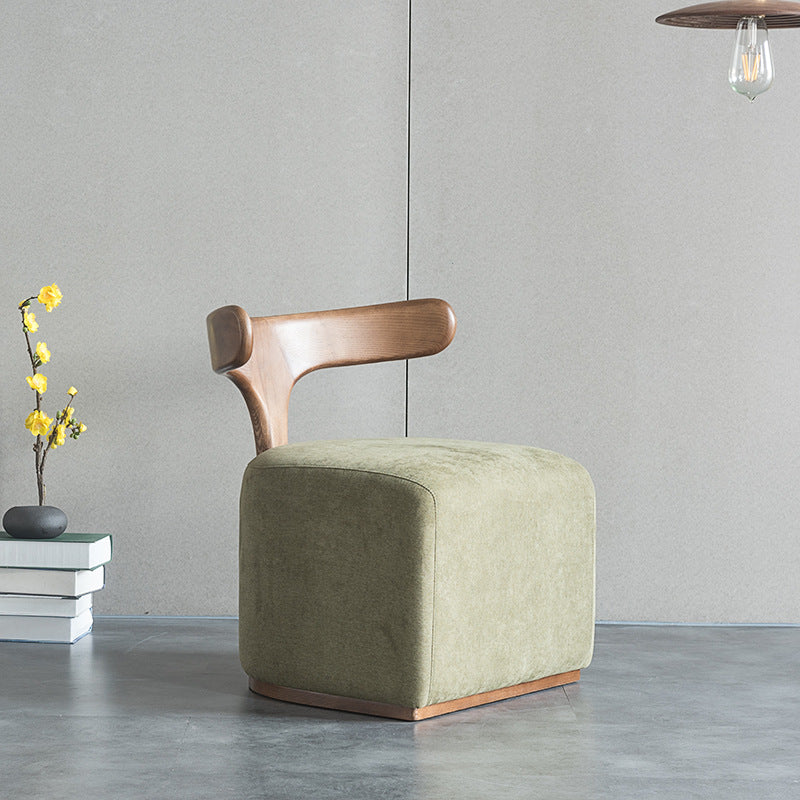 Contemporary Nordic Semi-circle Cotton-linen Ash Wood Accent Chair Backrest Armless For Living Room