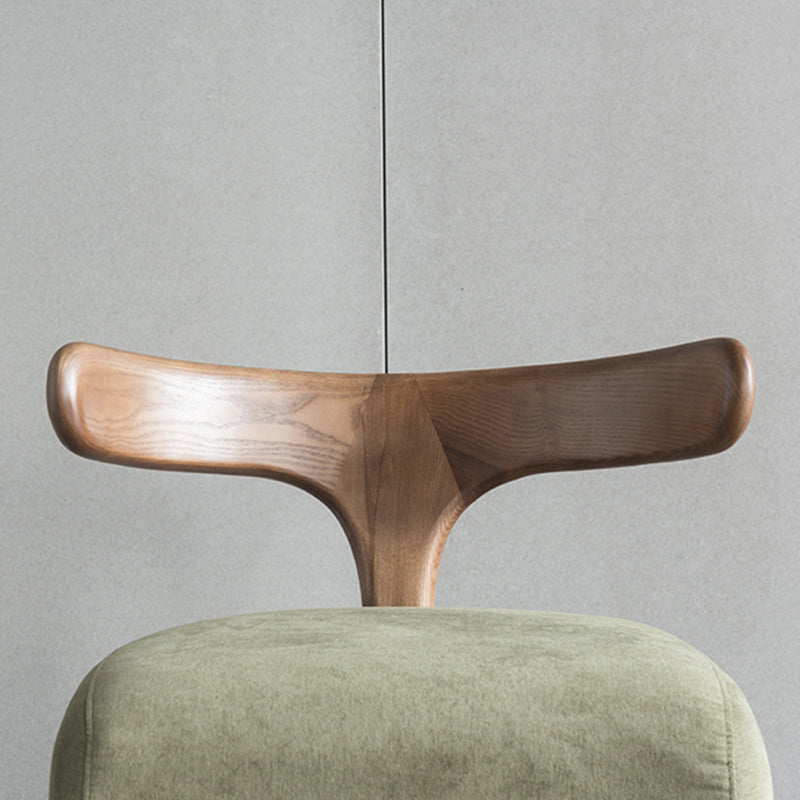 Contemporary Nordic Semi-circle Cotton-linen Ash Wood Accent Chair Backrest Armless For Living Room