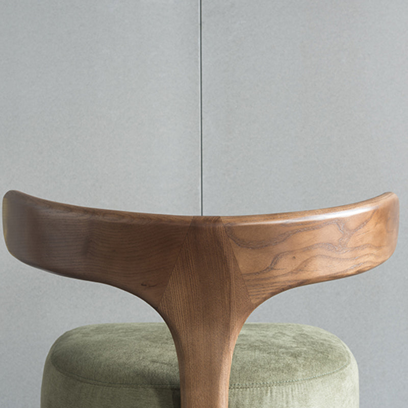 Contemporary Nordic Semi-circle Cotton-linen Ash Wood Accent Chair Backrest Armless For Living Room
