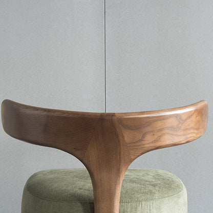 Contemporary Nordic Semi-circle Cotton-linen Ash Wood Accent Chair Backrest Armless For Living Room