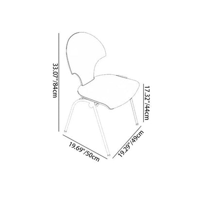 Contemporary Retro Square Ginkgo-shaped Beech Wood Iron Stackable Dining Chair Backrest Armless For Dining Room & Kitchen