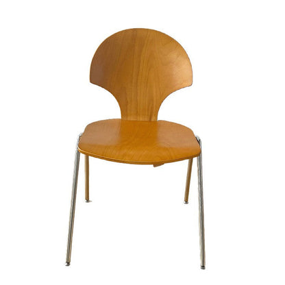 Contemporary Retro Square Ginkgo-shaped Beech Wood Iron Stackable Dining Chair Backrest Armless For Dining Room & Kitchen