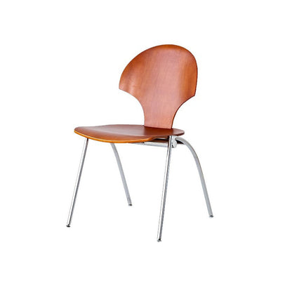 Contemporary Retro Square Ginkgo-shaped Beech Wood Iron Stackable Dining Chair Backrest Armless For Dining Room & Kitchen