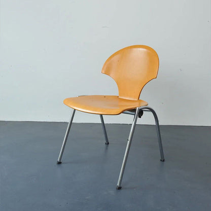 Contemporary Retro Square Ginkgo-shaped Beech Wood Iron Stackable Dining Chair Backrest Armless For Dining Room & Kitchen
