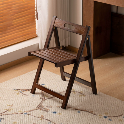 Traditional Chinese Square Rectangular Faux Leather Solid Wood Plywood Foldable Dining Chair Backrest Armless For Dining Room & Kitchen