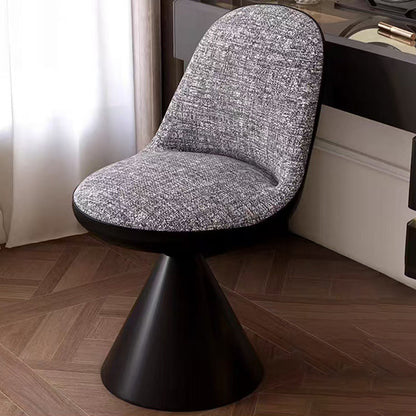 Contemporary Nordic Round Linen Cat Scratch Leather Pine Wood Carbon Steel Swivel Vanity Stool Backrest Armless For Bedroom