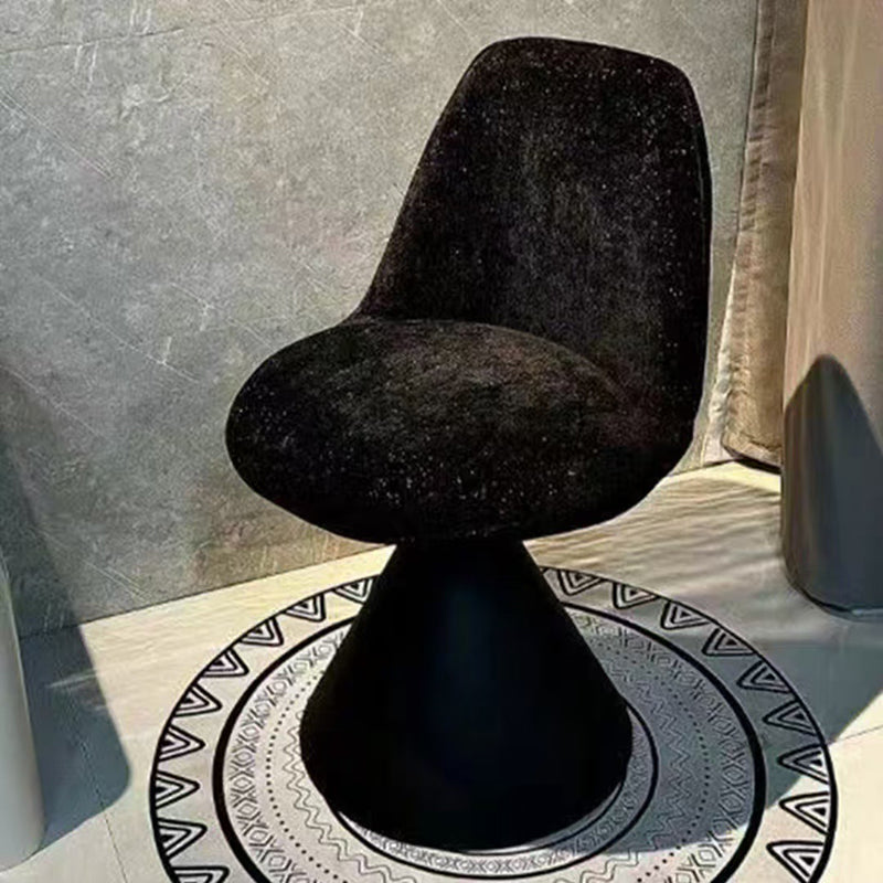 Contemporary Nordic Round Linen Cat Scratch Leather Pine Wood Carbon Steel Swivel Vanity Stool Backrest Armless For Bedroom