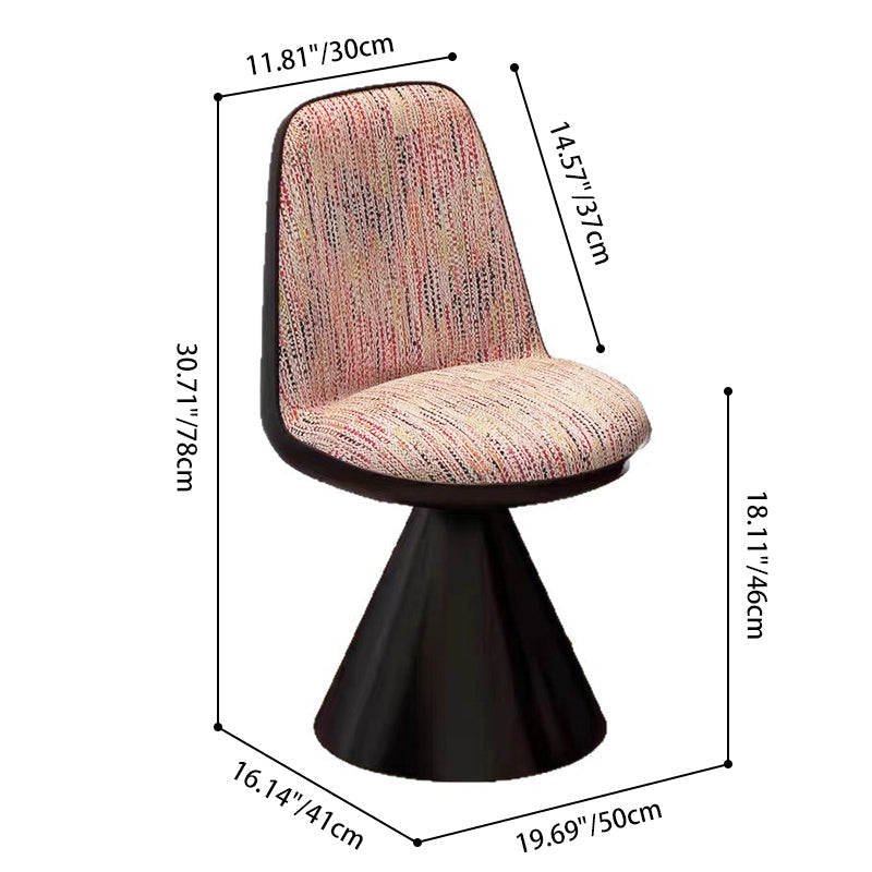 Contemporary Nordic Round Linen Cat Scratch Leather Pine Wood Carbon Steel Swivel Vanity Stool Backrest Armless For Bedroom