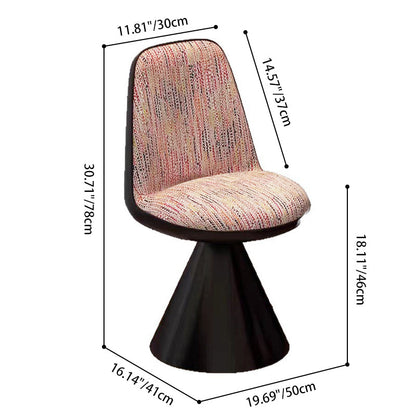 Contemporary Nordic Round Linen Cat Scratch Leather Pine Wood Carbon Steel Swivel Vanity Stool Backrest Armless For Bedroom