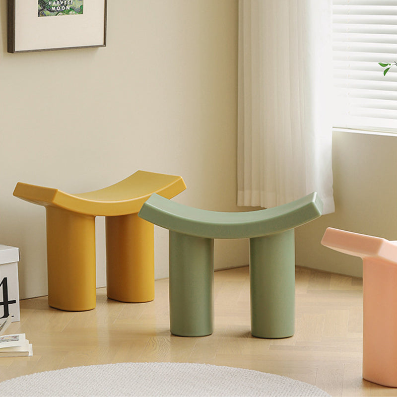 Contemporary Nordic Rectangular Plastic Low Stool For Living Room