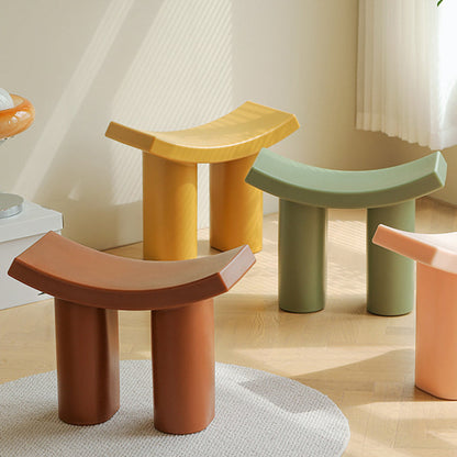 Contemporary Nordic Rectangular Plastic Low Stool For Living Room