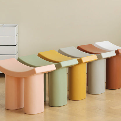 Contemporary Nordic Rectangular Plastic Low Stool For Living Room