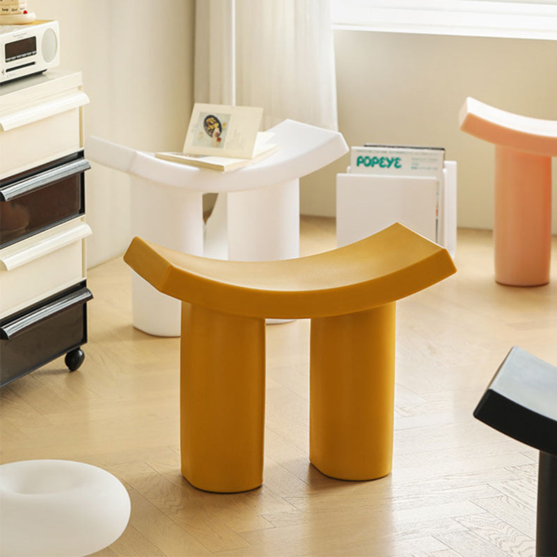 Contemporary Nordic Rectangular Plastic Low Stool For Living Room