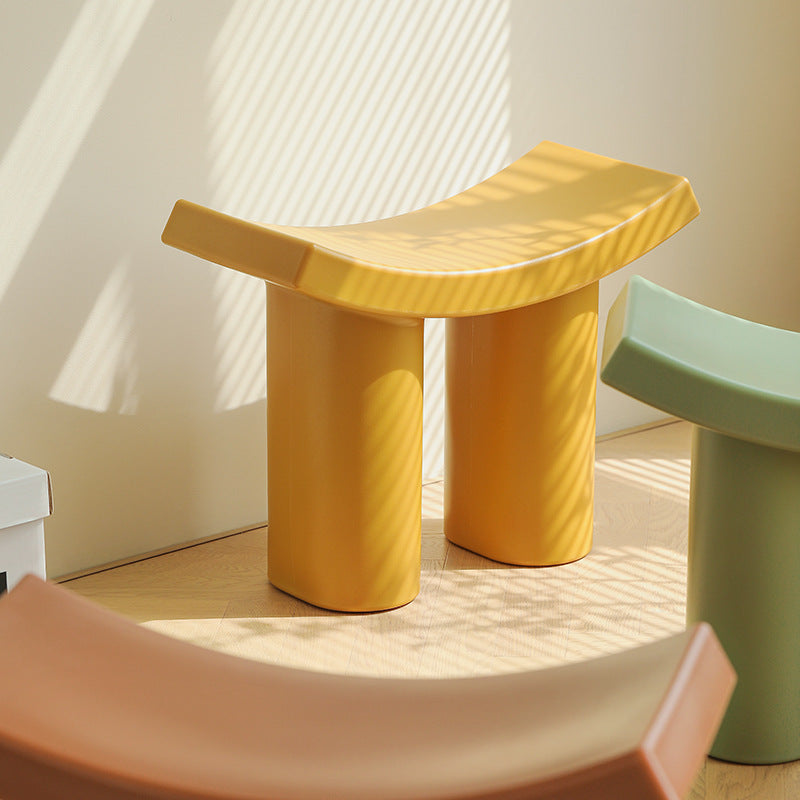 Contemporary Nordic Rectangular Plastic Low Stool For Living Room