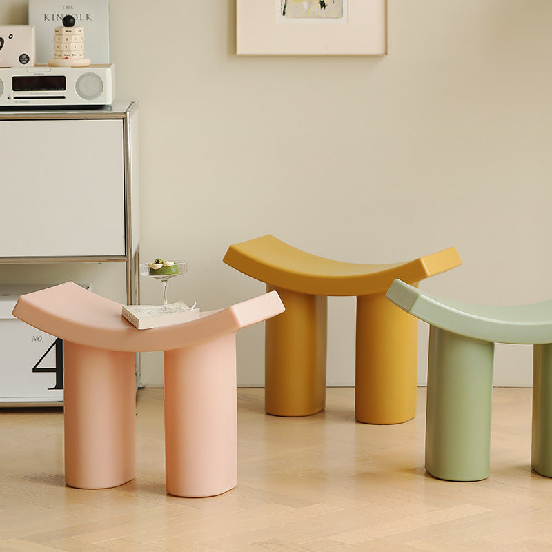 Contemporary Nordic Rectangular Plastic Low Stool For Living Room