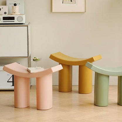Contemporary Nordic Rectangular Plastic Low Stool For Living Room