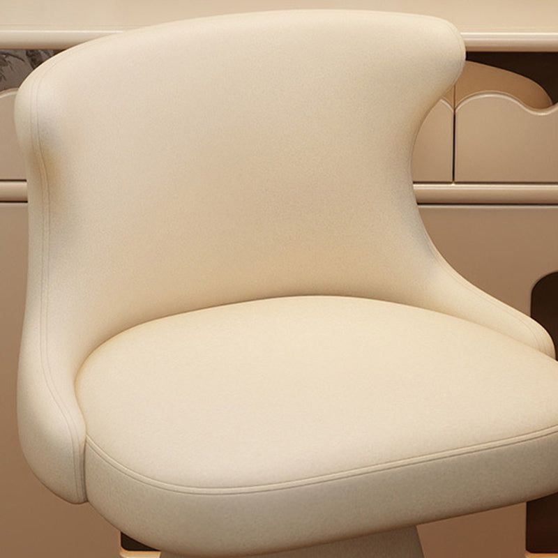 Contemporary Nordic Square Velvet Cat Scratch Leather Solid Wood Plywood Swivel Vanity Stool Backrest Armless For Bedroom