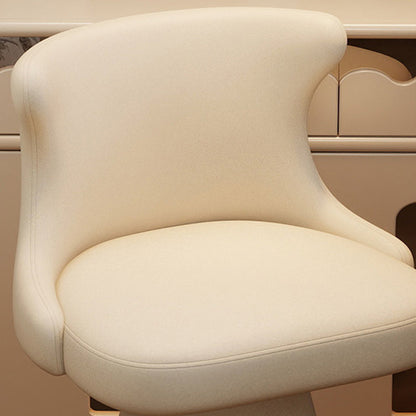 Contemporary Nordic Square Velvet Cat Scratch Leather Solid Wood Plywood Swivel Vanity Stool Backrest Armless For Bedroom