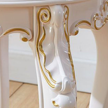 Traditional European Round Faux Leather Velvet Plastic Steel Vanity Stool For Bedroom