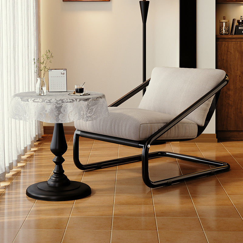 Modern Minimalist Square Rectangular Cotton Carbon Steel Removable Accent Chair Backrest Armless For Living Room