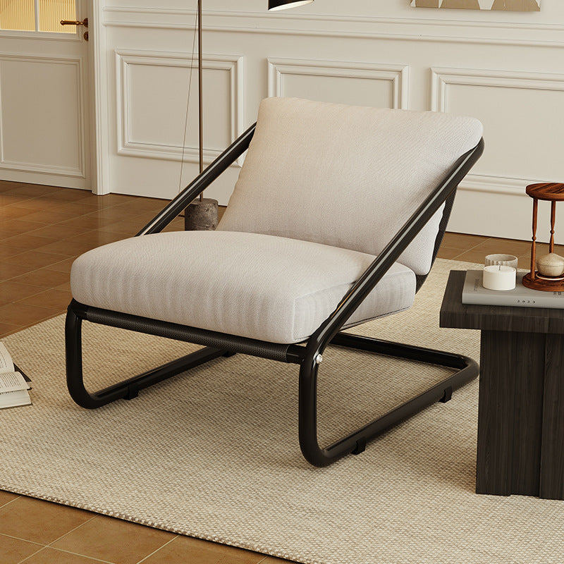 Modern Minimalist Square Rectangular Cotton Carbon Steel Removable Accent Chair Backrest Armless For Living Room