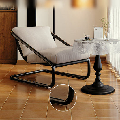 Modern Minimalist Square Rectangular Cotton Carbon Steel Removable Accent Chair Backrest Armless For Living Room