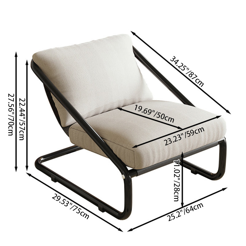 Modern Minimalist Square Rectangular Cotton Carbon Steel Removable Accent Chair Backrest Armless For Living Room