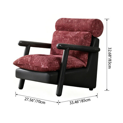 Contemporary Retro Square Rectangular Cotton-linen Ash Wood Removable Accent Chair Backrest Armrest For Living Room