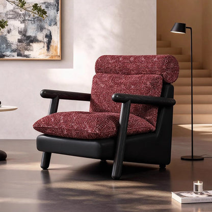 Contemporary Retro Square Rectangular Cotton-linen Ash Wood Removable Accent Chair Backrest Armrest For Living Room