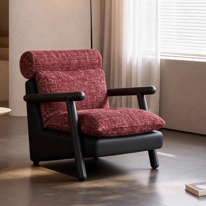 Contemporary Retro Square Rectangular Cotton-linen Ash Wood Removable Accent Chair Backrest Armrest For Living Room