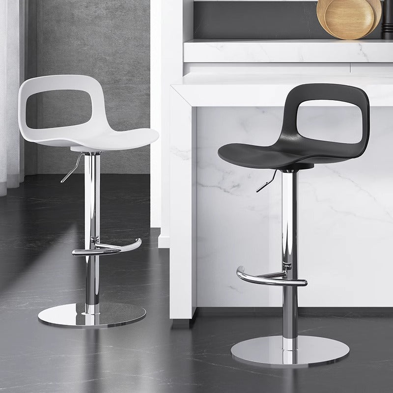Modern Minimalist Square Rectangular PP Stainless Steel Swivel Height-adjustable Bar Stool Backrest Armless For Dining Room & Kitchen