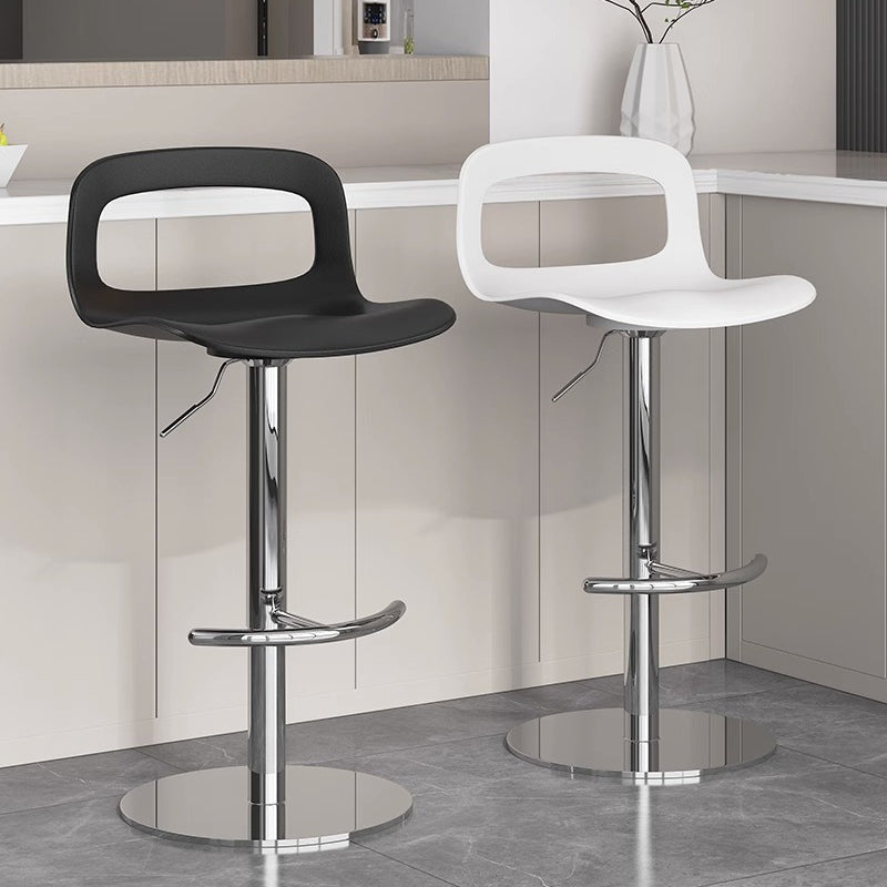 Modern Minimalist Square Rectangular PP Stainless Steel Swivel Height-adjustable Bar Stool Backrest Armless For Dining Room & Kitchen