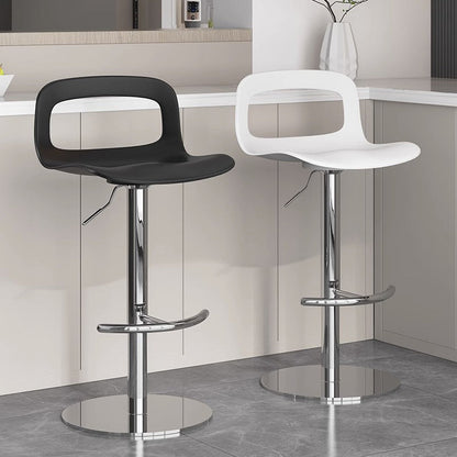 Modern Minimalist Square Rectangular PP Stainless Steel Swivel Height-adjustable Bar Stool Backrest Armless For Dining Room & Kitchen