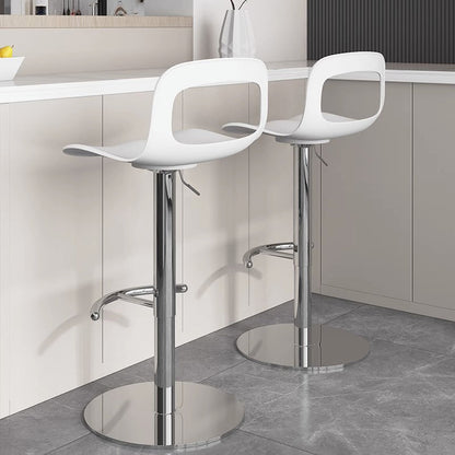 Modern Minimalist Square Rectangular PP Stainless Steel Swivel Height-adjustable Bar Stool Backrest Armless For Dining Room & Kitchen
