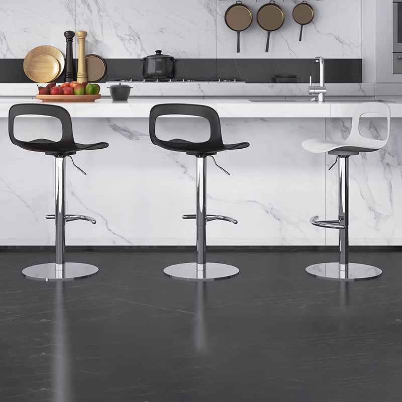 Modern Minimalist Square Rectangular PP Stainless Steel Swivel Height-adjustable Bar Stool Backrest Armless For Dining Room & Kitchen