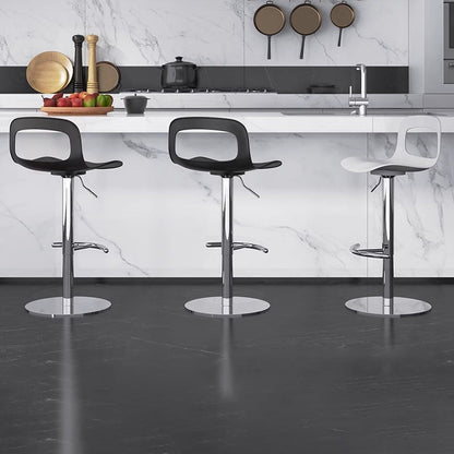 Modern Minimalist Square Rectangular PP Stainless Steel Swivel Height-adjustable Bar Stool Backrest Armless For Dining Room & Kitchen