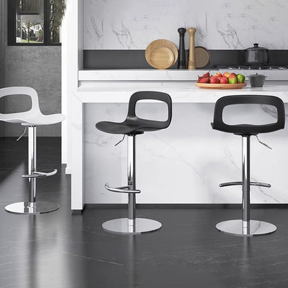 Modern Minimalist Square Rectangular PP Stainless Steel Swivel Height-adjustable Bar Stool Backrest Armless For Dining Room & Kitchen