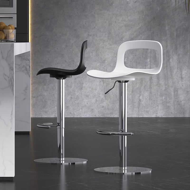 Modern Minimalist Square Rectangular PP Stainless Steel Swivel Height-adjustable Bar Stool Backrest Armless For Dining Room & Kitchen